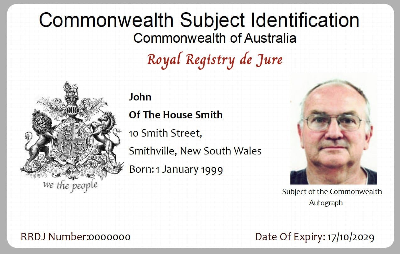 Commonwealth Subject Identification - Front